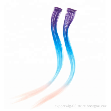 20 Inches Party Highlights Hair Accessories Straight Clip Hair Extensions 1 Clip in Colorful Synthetic Clip Hair Extensions